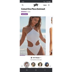 New XXS Fabletics White NOA String Tie One Piece Swimsuit Bathing Suit Swimwear